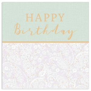 Lunch Napkin - Happy Birthday Floral Pattern GREEN