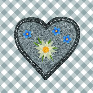 Lunch Napkin - Edelweiss Heart Grey