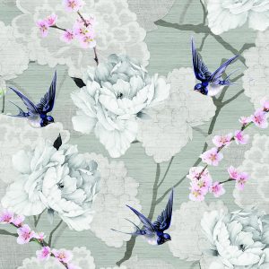 Lunch Napkin - Oriental Flowers Grey