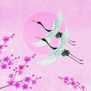 Lunch Napkin - Cranes Rose