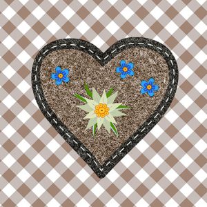 Cocktail Napkin - Edelweiss Heart Brown