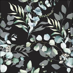Lunch Napkin - Eucalyptus all over black