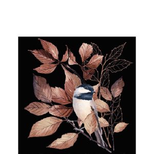 Cocktail Napkin - Lovely chickadee black