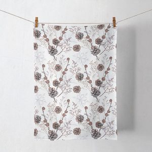 Kitchen Towel - Pine cones white