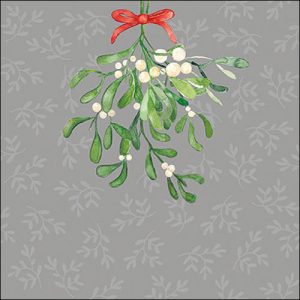Lunch Napkin - Hanging mistletoe grey