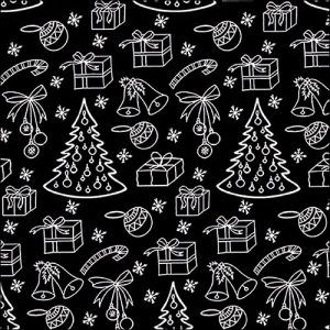 Lunch Napkin - Outlined ornaments black