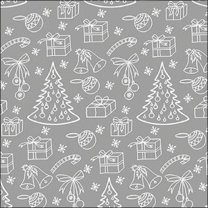 Lunch Napkin - Outlined ornaments silver