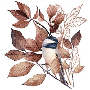 Lunch Napkin - Lovely chickadee white