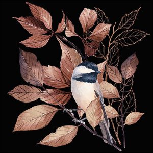 Lunch Napkin - Lovely chickadee black
