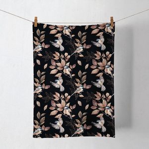 Kitchen Towel - Lovely chickadee black