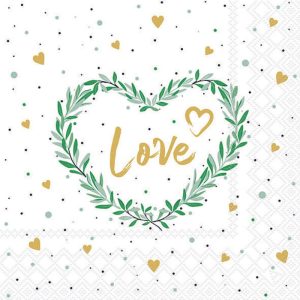 Lunch Napkin - Lots Of Love WHITE