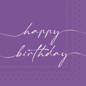Lunch Napkin - Birthday Note WHITE/PURPLE
