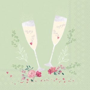 Lunch Napkin - Champagne Glasses GREEN