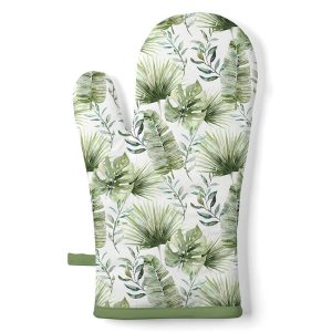 Oven Mitt - Oven Mitt Jungle Leaves WHITE