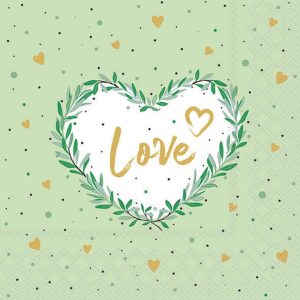 Lunch Napkin - Lots Of Love GREEN