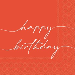 Lunch Napkin - Birthday Note WHITE/ORANGE