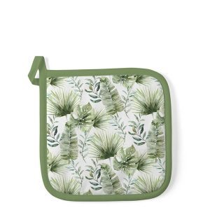 Pot Holder - Jungle Leaves WHITE