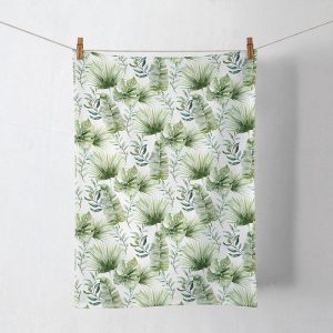 Kitchen Towel - Jungle Leaves WHITE
