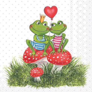 Cocktail Napkin - Frogs In Love