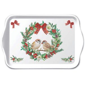 TRAY - Sparrows In Wreath (13 x 21cm)