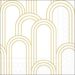 Lunch Napkin - Geometric Lines GOLD/WHITE