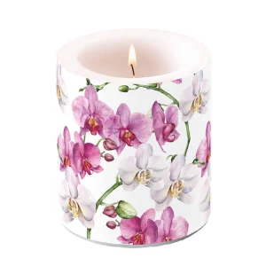 Candle MEDIUM - Elegant Orchids WHITE