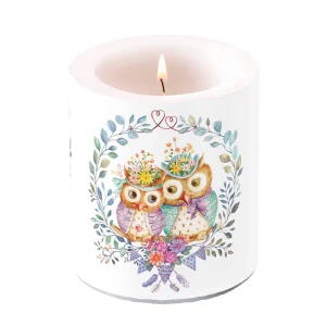Candle MEDIUM - Owl Couple In Love