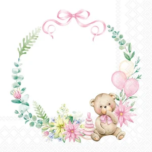 Lunch Napkin - Baby Teddy Bear PINK