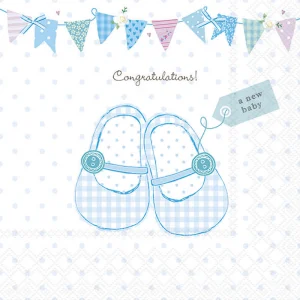 Lunch Napkin - Baby Shoes BLUE