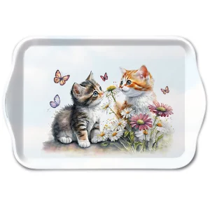 TRAY - Kittens In Flower Field (13 x 21cm)