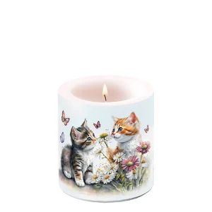 Candle SMALL - Kittens In Flower Field