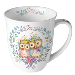 MUG (Fine Bone China) - Owl Couple In Love (400 m