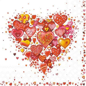 Lunch Napkin - With Love WHITE