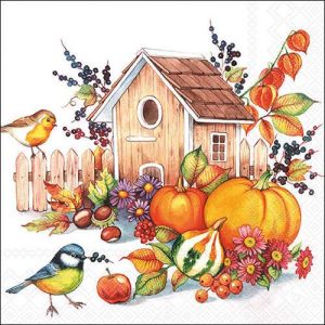 Lunch Napkin - Autumn Birdhouse