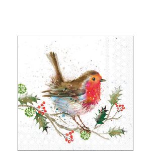 Cocktail Napkin - Winter Robin