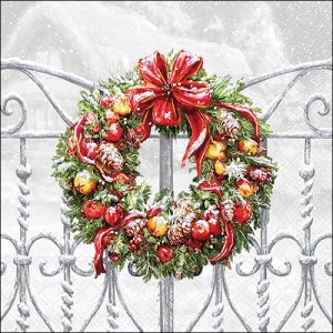Lunch Napkin - Wreath On Fence