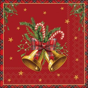 Lunch Napkin - Scottish Bells RED