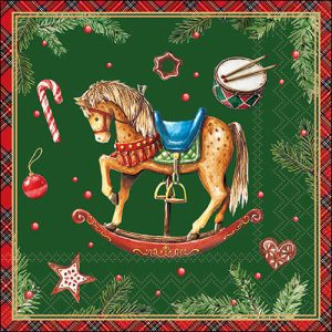 Lunch Napkin - Classic Rocking Horse GREEN