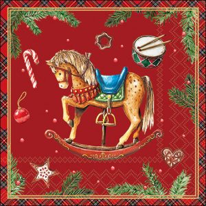 Lunch Napkin - Classic Rocking Horse RED