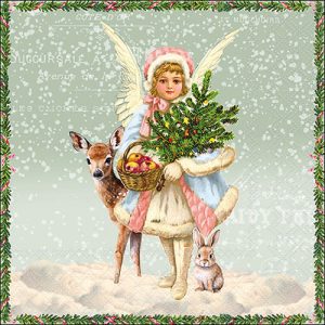 Lunch Napkin - Snowy Day GREEN