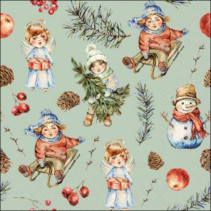 Lunch Napkin - Playing Outside GREEN