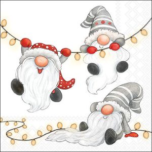 Lunch Napkin - Gnomes On The Light Chain WHITE