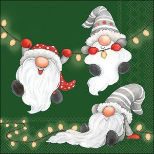 Lunch Napkin - Gnomes On The Light Chain GREEN