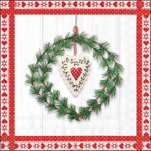 Lunch Napkin - Heart In Wreath