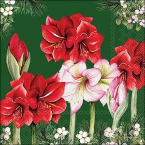 Lunch Napkin - Blooming Amaryllis GREEN