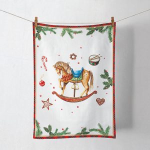 Kitchen Towel - Classic Rocking Horse WHITE
