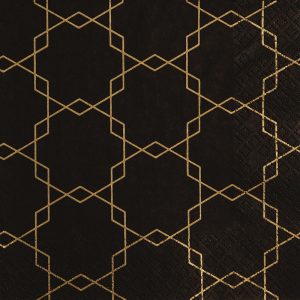 Lunch Napkin - Art Deco Pattern BLACK