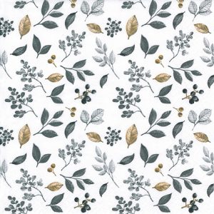 Lunch Napkin - Frosty leaves black