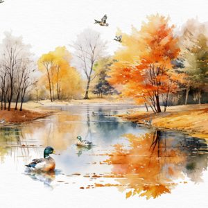 Lunch Napkin - Mallard Ducks at Autumn P.