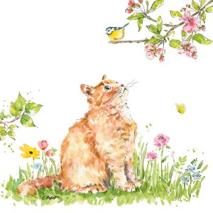 Lunch Napkin - Cat & Bird